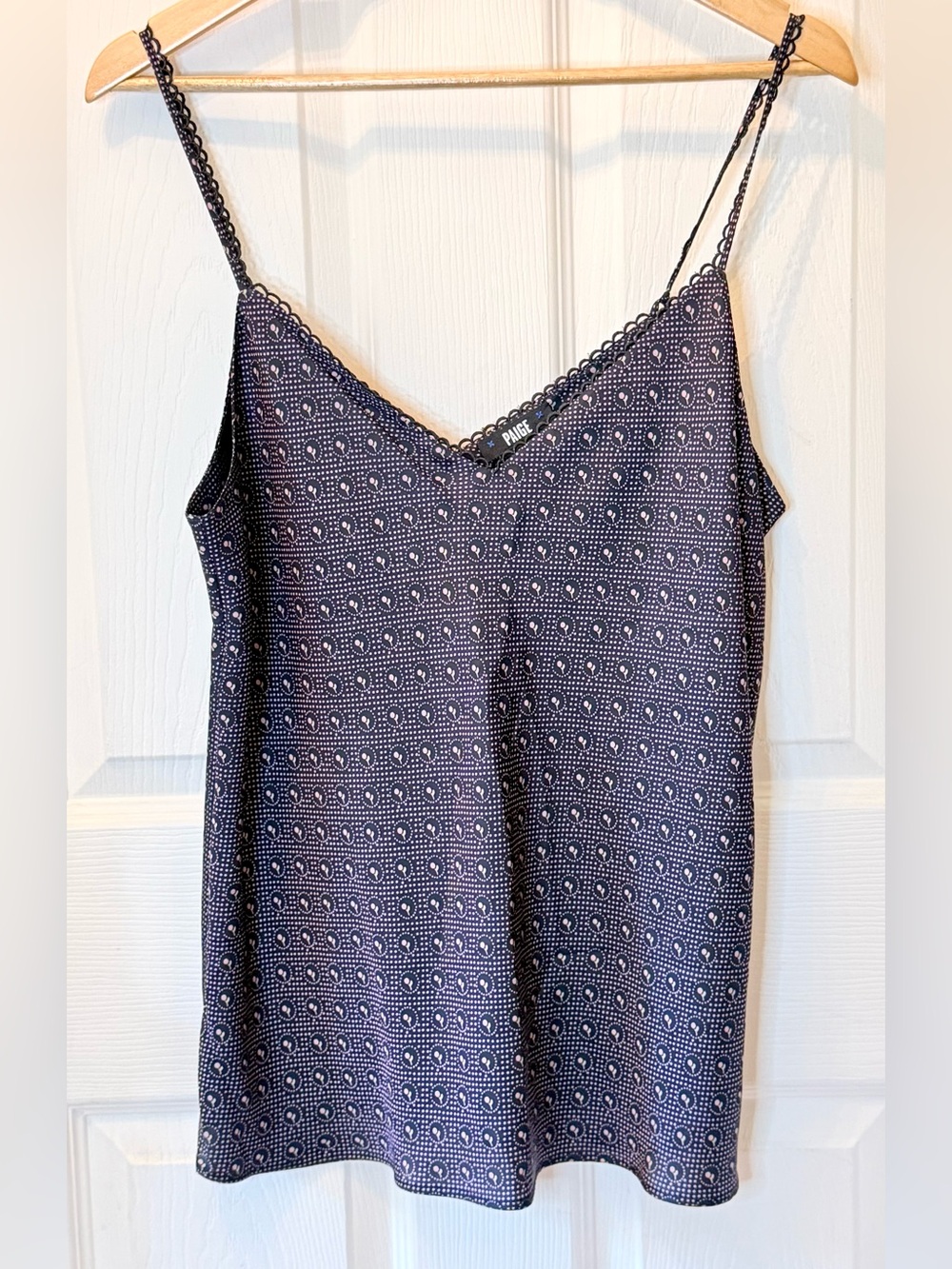 PAIGE ⭐️NEW⭐️ Navy Geometric Lace-Trim Slip Cami